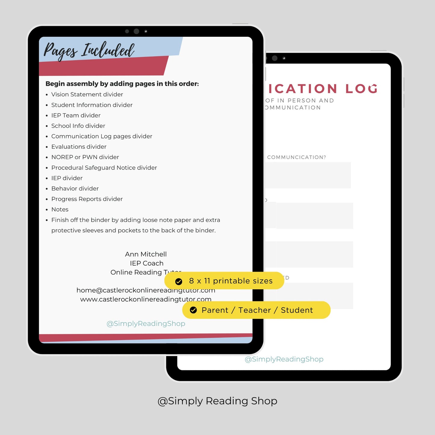 Individualized Education Plan Organizer